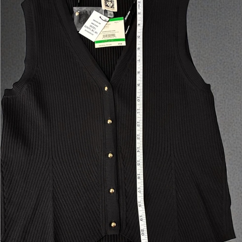 Anne Klein Black Ribbed Tank Top - Picture 6 of 8